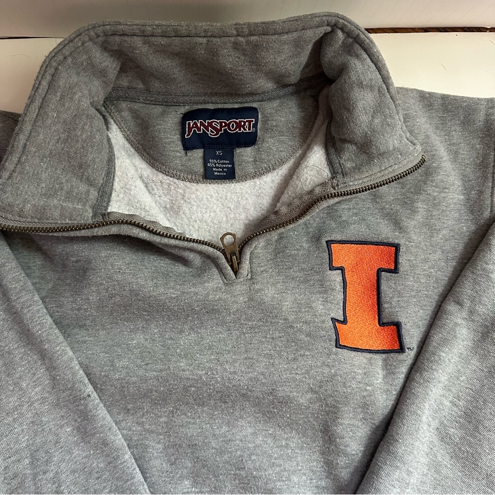 Jansport Gray and Orange Zip Up Sweater